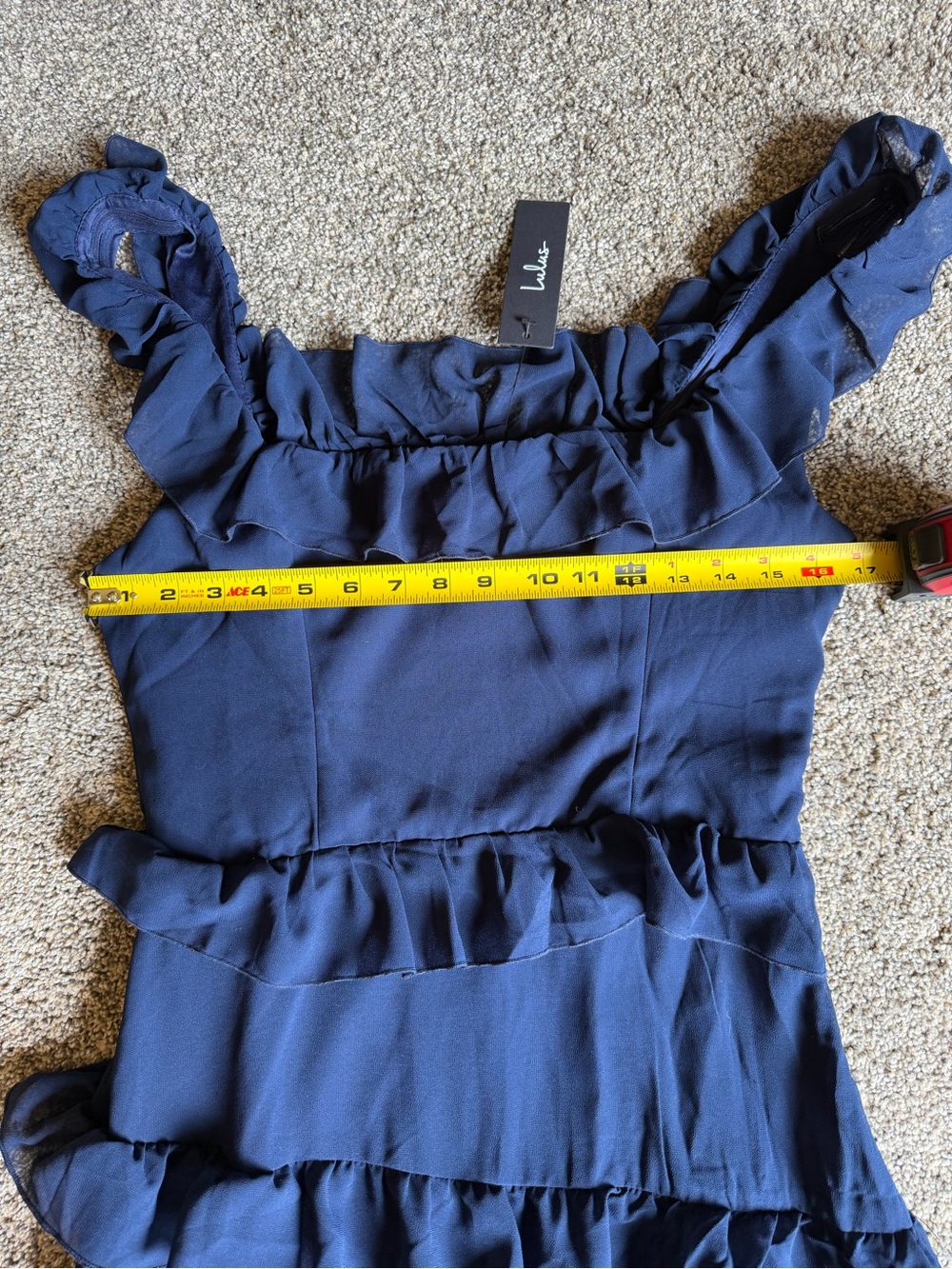Lulus Compelling Romantic Ruffled Tiered Maxi Dress in Dark Navy Sz M Bridesmaid - Picture 8 of 16